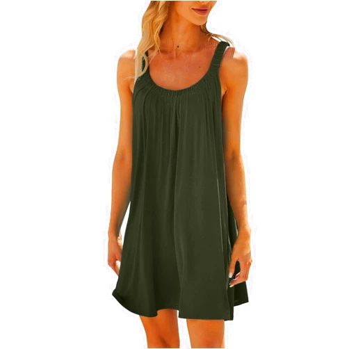 Eduavar Summer Dresses for Women 2024, Mini Dresses for Women Summer Lightweight Tank Dress Spaghetti Strap Boho Dresses