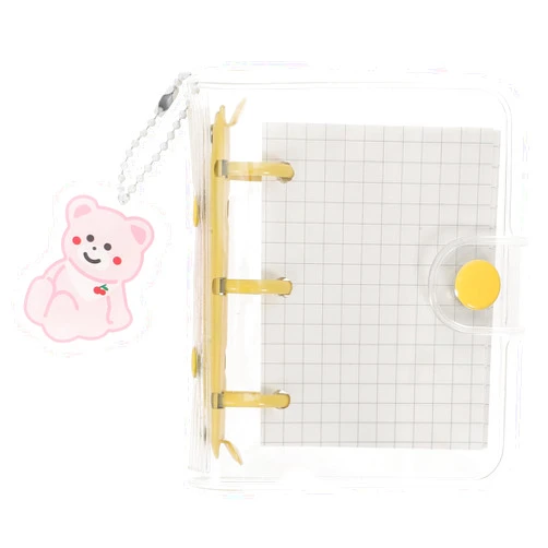 NUOBESTY Mini Loose Leaf Notebook Mini 3 Ring Binder Mini Transparent Clear PVC Binders with Snap Button for Note Taking Office Supplies