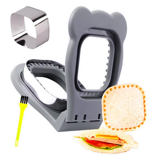 LEPCY Uncrustables Sandwich Maker Sealer Cutter, Crustless Sandwich Cutter, PB&J Uncrustable Maker - Color Grey, Square Shape