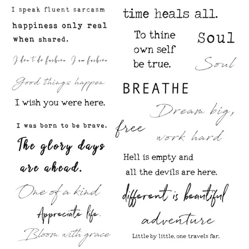 Everjoy Realistic Temporary Tattoos - 20 Individual Line Pcs, Waterproof Inspirational Words for Adult, Women (Words)