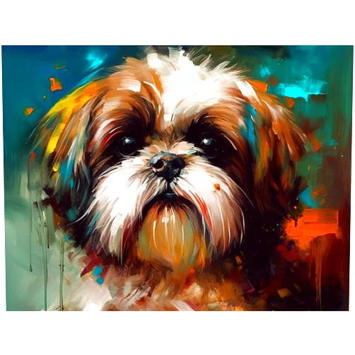 Generic Diamond Art Painting Shih Tzu Dog Paint Cute Dog Puppy(4) Kit for Adults Diamond Art Painting by Number Kits Gem Art Wall Home Decor(Canvas 11.8 x15.8inch)