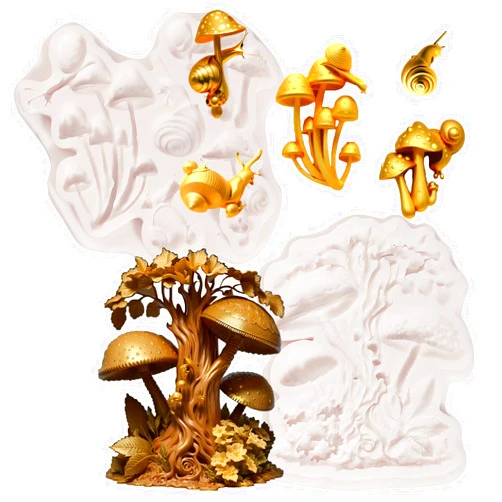 Nklbio 2Pcs Mushroom Tree Silicone Mold, Snail Fondant Mold, Fungus Chocolate Kitchen Baking Tools for Cake Decoration, Candy, Cookies, DIY Resin Crafts Clay Projects