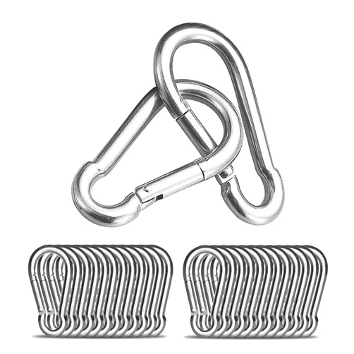 Ailengy 30Pcs 4”Safety Spring Snap Hook, Ailengy M10 3/8”Carabiner Quick Link Snap Hooks for Camping Hiking, 770LBS Holding Capacity Heavy Duty Steel Carabiner Clip Buckle for Swing Hammock Gym Outdoor