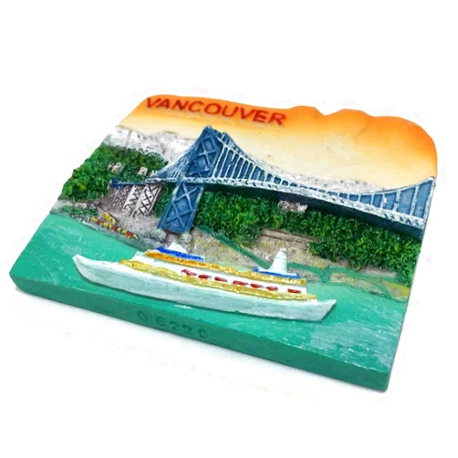 WitnyStore Tiny Lions Gate Bridge in Vancouver, British Columbia, Canada North America Tourist Attractions Resin Refrigerator Magnet Traveler Souvenir Gift Memento 3D Fridge Magnets