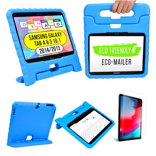 Cooper Cases Cooper Dynamo [Rugged Kids Case] Protective Case for Samsung Galaxy Tab 4 10.1, Galaxy Tab 3 10.1 2013/2014 Released only | Child Proof Cover with Stand, Handle (Blue)
