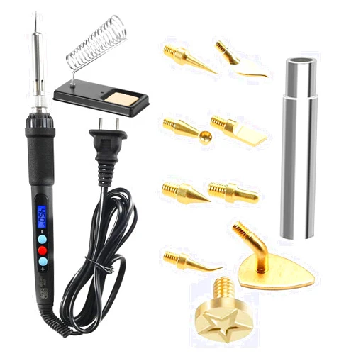 RETUXEP 12PCS 3D Printing Accessories Smoothing Tool Kit, 3D Printing Modify Finishing Tool Soldering Welding Iron Kit 1Pcs Soldering Iron with 9Pcs Brass Trimming Head 1Pcs Connector