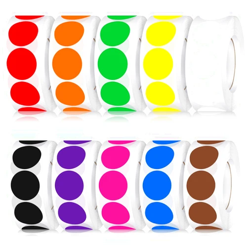 Epakh 10000 Pieces 1 Inch Round Color Coding Labels Stickers Roll Adhesive Assorted Colored Dot Stickers Solid Colors Circle Stickers for Inventory Organize, File Classification, 10 Colors