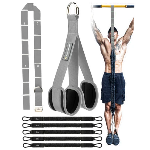 M MANUEKLEAR MANUEKLEAR Heavy Duty Resistance Bands for Pull Ups, Pull Up Assistance Bands with Scale Tracking Feature, Adjustable Pull Up Assist Band with Five 50-Pound Pull Up Bands and Fabric Feet/Knee Rest