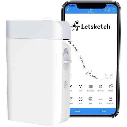 LetSketch Label Maker Mini Bluetooth Thermal Label Printer Rechargeable Portable Pocket Inkless Printer, Mini Sticker Maker with 3 Tapes for School Office Kitchen Bedroom
