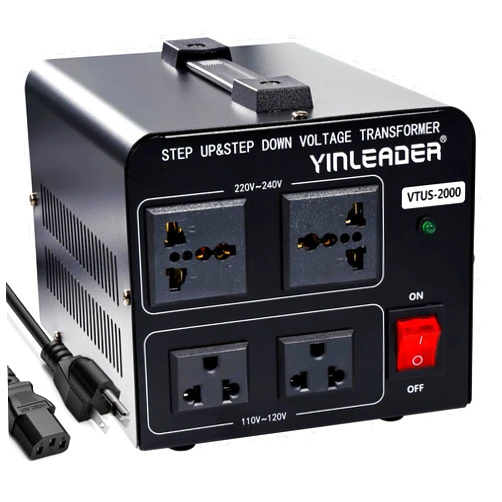 Yinleader 2000W Voltage Converter Transformer(110V to 220V OR 220V to 110V) 2000 Watt Step Up/Down Converter 110/120 Volt - 220/240 Volt w/US Power Cord,Circuit Breaker Protection (VTUS-2000)