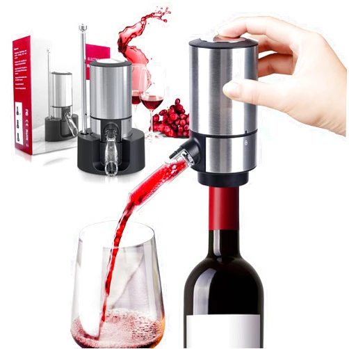 Rocyis Wine Gifts-Wine Aerator Pourer-Rocyis Electric Wine Dispenser, One Touch Smart Wine Decanter w/Storage Base & Retractable Tube (Battery Operated)
