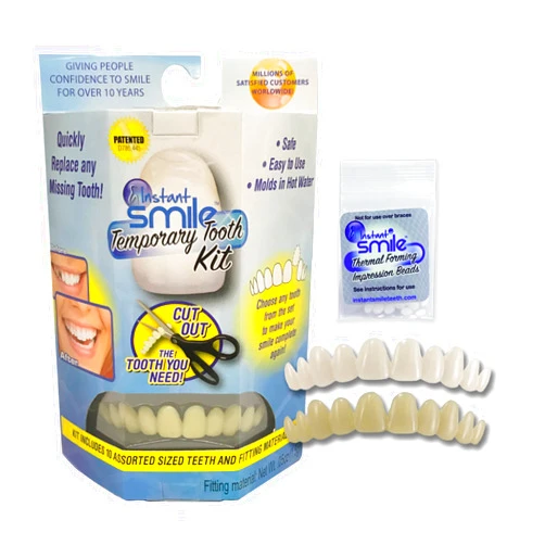 Instant Smile Temporary Tooth Kit DELUXE... 3 SHADES of Temporary Teeth Included! Replace a missing tooth in minutes!