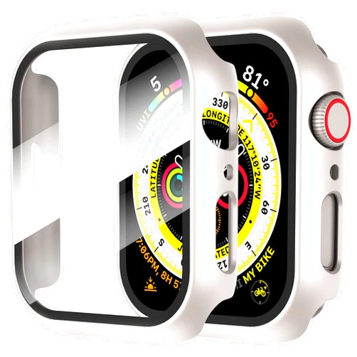 Diruite 2-Pack for Apple Watch 41mm Screen Protector Case,for iWatch Series 9/8/7/6/5/4/Series SE/SE 2 41mm Protection Cover All-Around Tempered Glass Screen Protector Case Ultra-Thin - Starlight