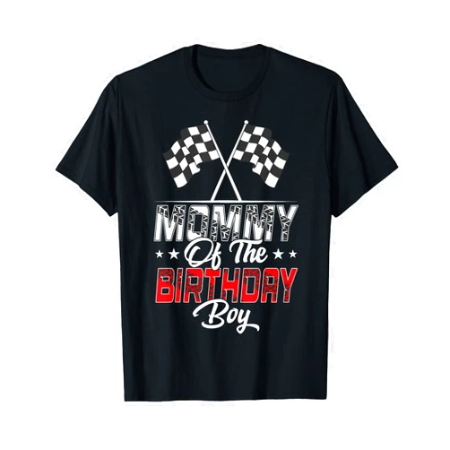 Birthday Racing Car Driver Checkered Flag Outfit Race Car Mommy of The Birthday Boy Racing Family Pit Crew T-Shirt