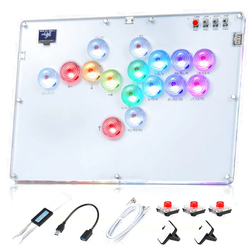 MoKo Haute 42 Leverless Arcade Stick: 16Keys All-Button Gamerfinger, Leverless Controller for PC/PS3/PS4/PS5/Nintendo Switch/Steam Game, Support Hot Swap & SOCD with Custom RGB & Turbo Functions