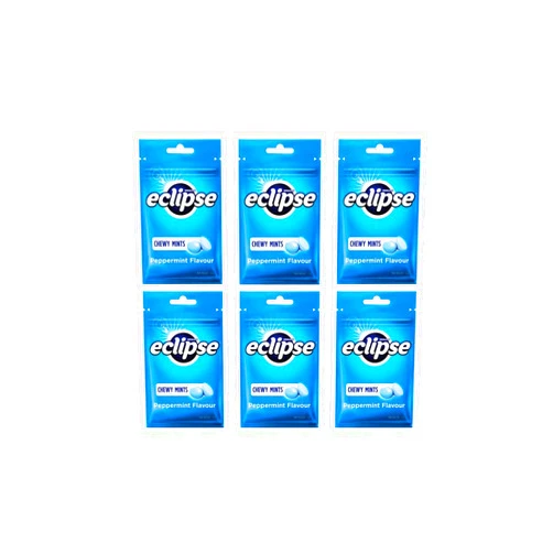 Eclipse chewy mints Peppermint Eclipse Chewy Mints 6 Pack - Refreshing Peppermint Flavor Powerful Fresh Breath Cooling Candy 1.6 Oz each (Peppermint, Pack of 6)
