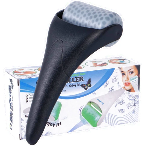 Ooloveminso Ice Facial Roller for Face and Eyes - Puffiness Relief, Skin Care, Reduce Pain and Wrinkles Face Massager Tools for Men and Women - Self Care Gift, Black