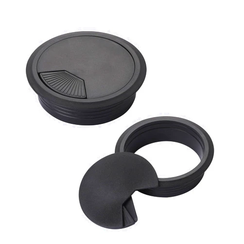 Sliverdew 2PCS Black Cable Grommets Desk Hole Cover 60mm 2-3/8 Inch Desk Hole Grommet Table Cord Cable Grommet Desk Wire Hole Plug Cover for Cables and Cords Management Office Supplies