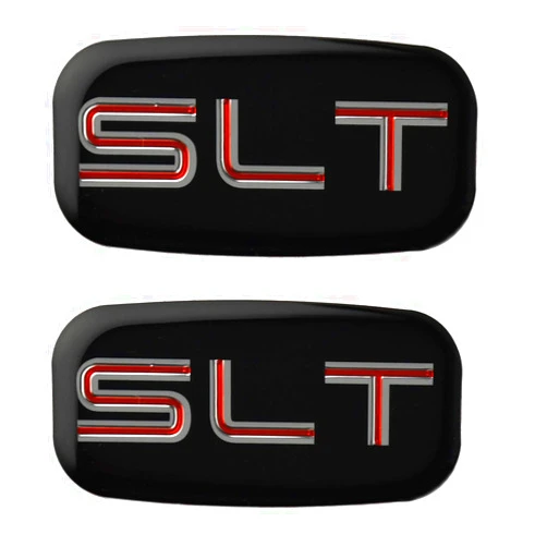 CDD 2X SLT Cab Emblems 3D Sticker Nameplate Letter Logo Roof Pillar Replacement for 02-07 Yukon Suburban Sierra 03 06 (Chrome/Red)