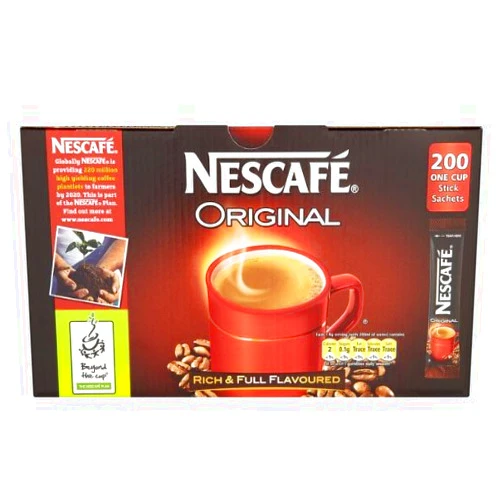 NESCAFÉ Nescafé Nescafe Original 200 One Cup Stick Sachets, 200 Count (Pack of 1)