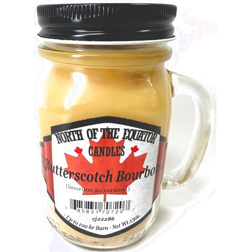 North of The Equator Candles Candles Butterscotch Bourbon Scented with Mason Jar Candle 13 OZ - Made in The USA by Our North of The Equator Candles Company