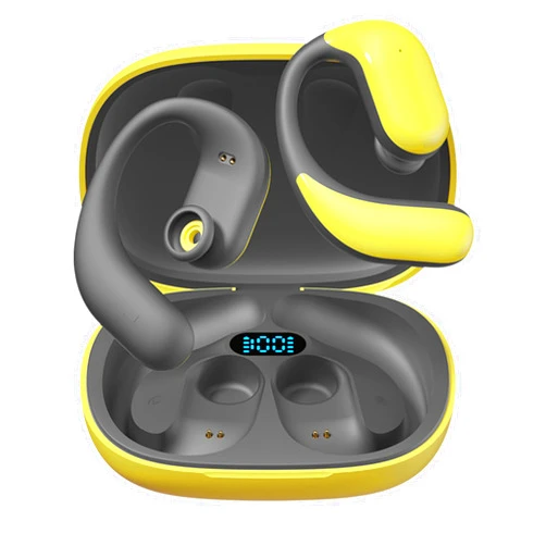 MAcnas Open Ear Earhooks Headphones Wireless Earbuds Air Conduction Headphones LED Power Display Earphones Sport Bluetooth 5.3 Headphones (Green)