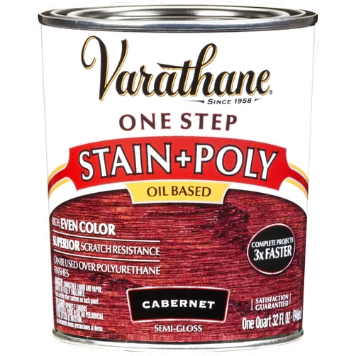 Rust-Oleum 225248H Oil-Based Stain + Poly, Quart, Cabernet, 32 Fl Oz