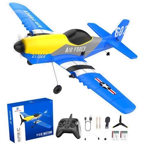 Toileum RC Plane, 3 Channel RC Airplane 2.4GHz with 2 Batteries 6-axis Gyro Stabilizer, Easy to Fly for Beginners Adults and Kids (P-51D)