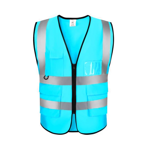Shmimy Reflective Vest Class 2 Safety Vests ANSI with 5 Pockets Zipper High Visibility Construction Uniform