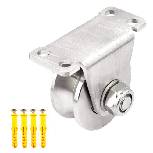 BNYZWOT 1 Piece Groove Wheel Pulley 304 Stainless Steel Pulley Block Super Silent Detachable Duplex Bearing for DIY Gym Equipment, Sliding Gate with Mounting Screws and Expansion Pipes V Type