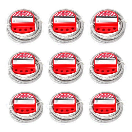 Alamanda Lockout Tagout Cable Lock 9 PCS Adjustable Loto Steel Cable with Vinyl Coated,1/4