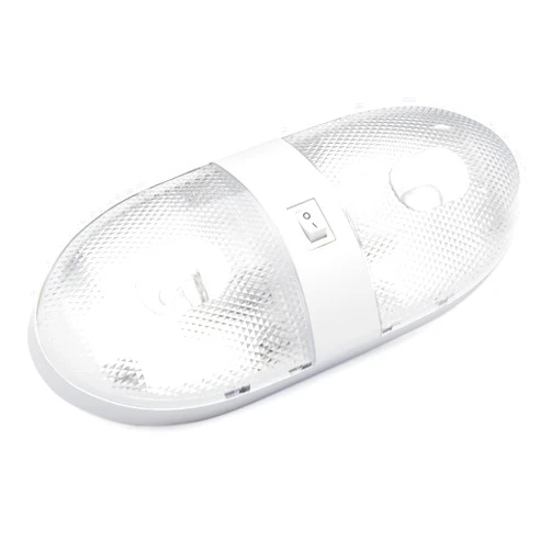 Lumitronics RV Double Ceiling Dome Light - Interior Lighting for Camper Trailer - On/Off Switch - Removable Lenses