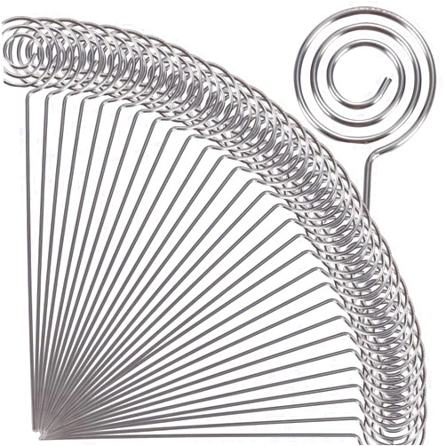 H&W 50pcs 4.7''L Ring Loop Round Shape DIY Craft Wire Clip Table Card Holders Note Photo Picture Memo Holder Metal Clamp for Party Birthday Office DIY Cake Topper(WE5-D1)