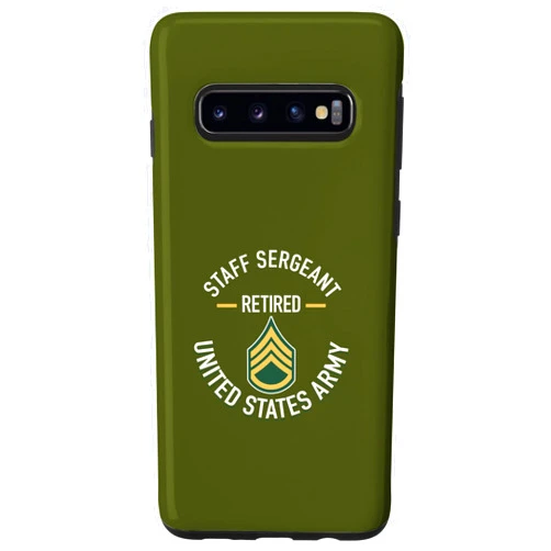J.Bergsonn U.S. Military Army SSG Retirement Galaxy S10 Staff Sergeant SSG Retired Army Military Retirement Gifts Case