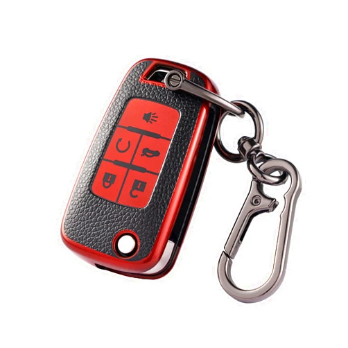 CHATYYD for Chevy Key Fob Cover with Keychain,Soft TPU Key Fob Case for Chevrolet Camaro Cruze Equinox Malibu Trailblazer Impala Sonic Buick Cascada Encore Car key Accessories