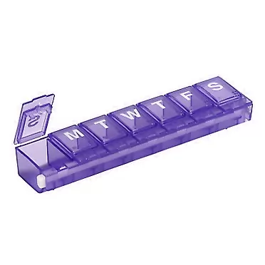EZY DOSE Travel (7-Day) Pill, Medicine, Vitamin Organizer Box | Weekly, Daily Planner | Small Locking Compartments | Colored Lids (Assorted colors) (67801)