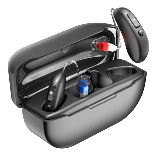 WLU Rechargeable Hearing Aids for Seniors with Moderate Hearing Loss, OTC Hearing Aids Hearing Amplifiers for Seniors with Noise Cancellation and Volume Control, Clear Sound Audífonos Para Sordos, Black