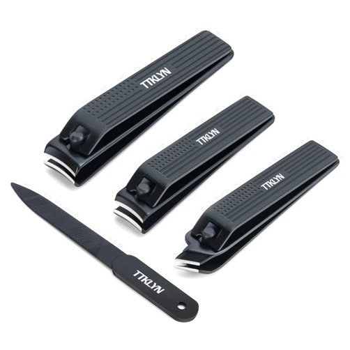 TTKLYN Manicure Kit Nail Clippers Set with Nail File, 4 Pcs Stainless Steel Zinc Alloy Fingernail and Toenail Clippers for Men & Women