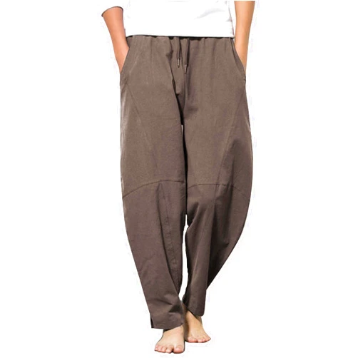 COOFANDY Men's Linen Harem Drawstring Pants Casual Elastic Waist Lightweight Trouser Hippie Summer Beach Yoga Pants
