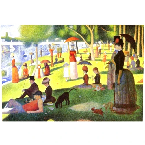 Red Mills 5D（A Sunday Afternoon on The Island of La Grande Jatte）Georges Seurat Diamond Painting Kits for Adults Kids, Full Drill Round Crystal Rhinestone Diamond Art Craft Canvas for Home Wall Deco(12X16Inch)