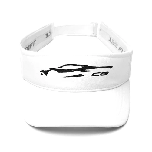JG Infinite Black C8 Vette Silhouette Custom Embroidered Visor