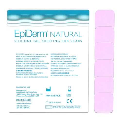 BIODERMIS Epi-Derm Epi-Tab Squares Silicone Scar Sheets – Professional-Grade, Washable & Reusable Silicone Patches for Small Hypertrophic & Keloid Scars from Trauma, Liposuction & More - Clear, 6-Pack