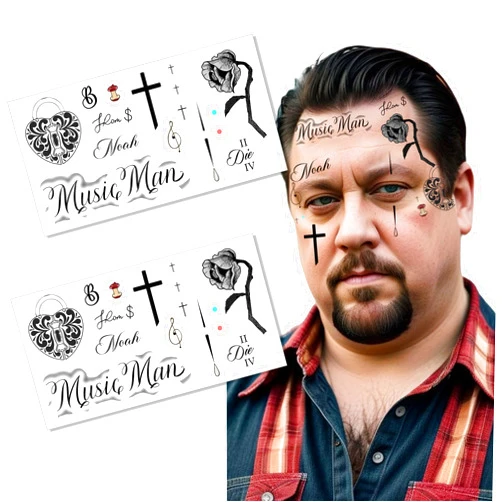 Cosplay Tats Jellie Country Singer Inspired Temporary Tattoo Pack -TWO Sets of Face Tattoos - Perfect Addition to Your Halloween Costume, Cosplay, or Concert Outfit.