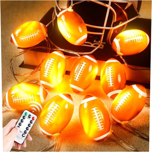Erweicet Football Decor 6.5FT 10 LED Football String Lights for Boys Room Decor