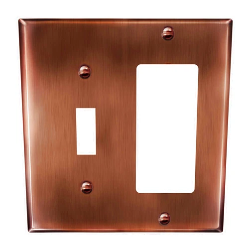 ENERLITES Combination Toggle Switch & Decorator Receptacle Metal Wall Plate, Stainless Steel 201 Outlet Cover, Corrosion-Resistant, Standard Size 2-Gang 4.50