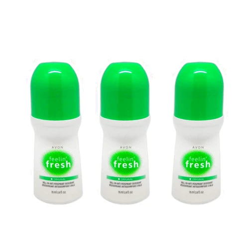 Avon Feeling Fresh Original Roll-On Antiperspirant Deodorant 2.6 fl.oz,Lot of 3