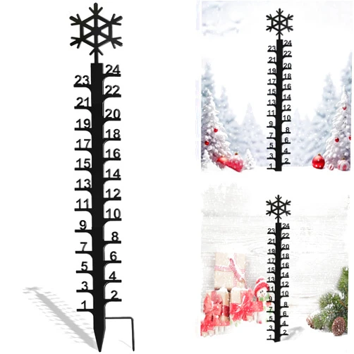 Asenron 24 inch Snow Gauge Outdoor, Upgraded Iron Art Snow Measuring Gauge, Winter Snow Measuring Stick, Xmas Snow Depth Measure Rod for Yard, Lawn and Garden, Christmas Snow Ruler, Easy to Read