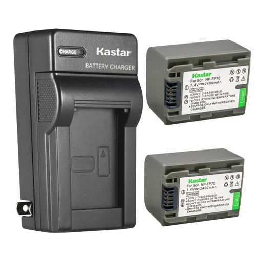 Kastar 2-Pack NP-FP70 / FP71 Battery and AC Wall Charger Replacement for Sony DCR-HC28, DCR-HC30, DCR-HC32, DCR-HC33, DCR-HC35, DCR-HC36, DCR-HC39, DCR-HC40, DCR-HC41, DCR-HC42, DCR-HC43 Camera