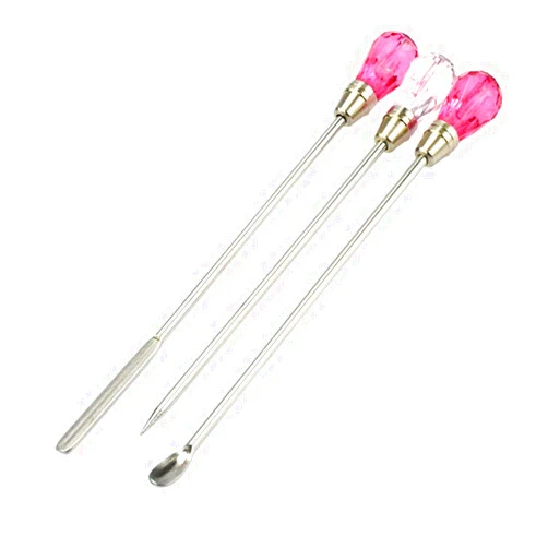 Warm Girl Nail Manicure tool 3 Pieces Nail Art Stirring Rod DIY Tools Spoon Spatula Needle Stick for Powder Liquid Glue Rhinestone Acrylic UV Gel Mixing Manicure Accesories