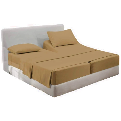 DKS BEDDING 5 Piece Split King Sheets Sets for Adjustable Bed - King Split Sheets for Adjustable Bed Split King Sheets Sets Percale Cotton Split King Sheets Split King Deep Pocket 12 Inch Taupe